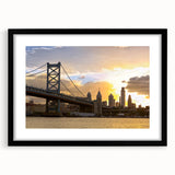 Extra large abstract art print of colorful, textured Delaware scenery on a black framed canvas, ideal for living room decor.