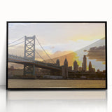 Large abstract wall art depicting Delaware scenery in muted earth tones on a framed acrylic.