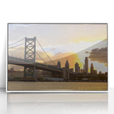 Art deco poster of Delaware scenery in muted green and blue tones, framed acrylic, suitable for modern nursery wall decor.