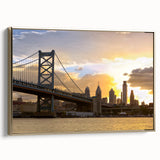 Framed canvas of a vintage-style Delaware landscape in black and gold tones, ideal for bedroom wall art.