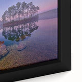 Close-up of a framed canvas featuring a textured depiction of the Everglades in black with vibrant colors.