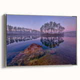 Framed canvas depicting a vintage-style Everglades landscape with vibrant green tones, ideal for living room decor.