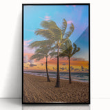 Large abstract wall art depicting Fort Lauderdale skyline in muted gray and blue tones on framed acrylic.