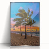 Art deco poster of Fort Lauderdale in muted pastel shades on framed acrylic, suitable for modern art wall decor.