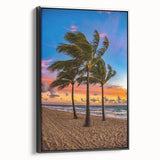 Framed canvas of a black and white vintage Fort Lauderdale landscape, ideal for bedroom wall art.