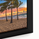 Framed canvas of Fort Lauderdale skyline featuring black and vibrant colorful textures, ideal for large living room walls.