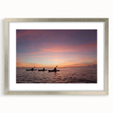 Textured art depicting abstract Florida Keys scenery in muted blue and green tones, framed in silver, ideal for bedroom art.