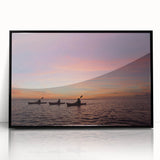 Large abstract wall art of the Florida Keys in muted blue and green tones on a framed acrylic.