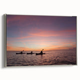 Framed canvas of a vintage-style landscape painting featuring the Florida Keys, with a palette of vibrant blues and greens.