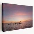 Side view of a stretched canvas featuring a serene Florida Keys landscape in soft blue and green tones.