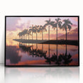 Large abstract wall art depicting the Miami skyline in vibrant hues on a black framed acrylic.