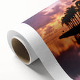 Art Deco poster of Miami skyline in pastel shades on rolled canvas, ideal for nursery wall art.