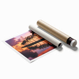 Extra large rolled print of Miami skyline with pastel shades, ideal for classy bathroom wall art.