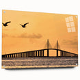 Acrylic print of Tampa skyline in muted blue and gray tones, ideal for dining room art.