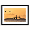 Abstract art print of Tampa scenery in vibrant, colorful hues on a large textured canvas, ideal for living room decor.