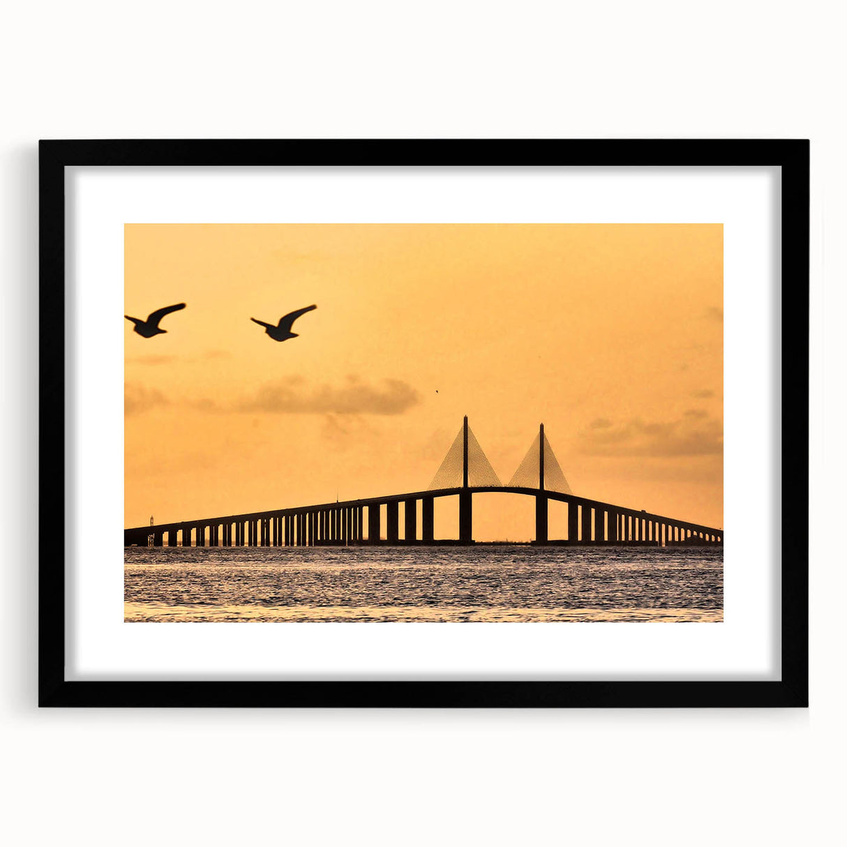 Abstract art print of Tampa scenery in vibrant, colorful hues on a large textured canvas, ideal for living room decor.