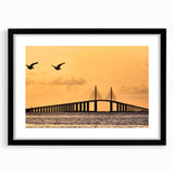 Abstract art print of Tampa scenery in vibrant, colorful hues on a large textured canvas, ideal for living room decor.