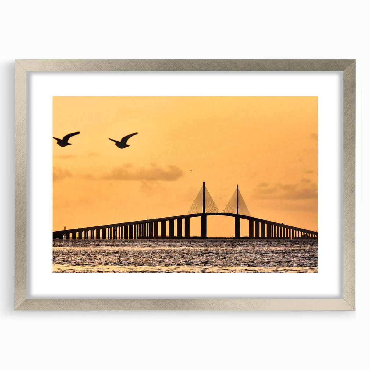 Textured art print of Tampa skyline in muted gray and silver tones on a framed canvas, ideal for bedroom art.