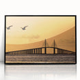 Large abstract wall art depicting the Tampa skyline in muted gray and blue tones on a framed acrylic print.