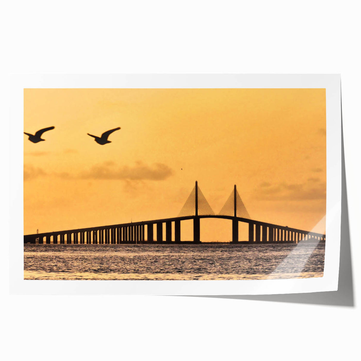 Extra large rolled print of Tampa scenery in soft pastel hues, ideal for art wall dining room.