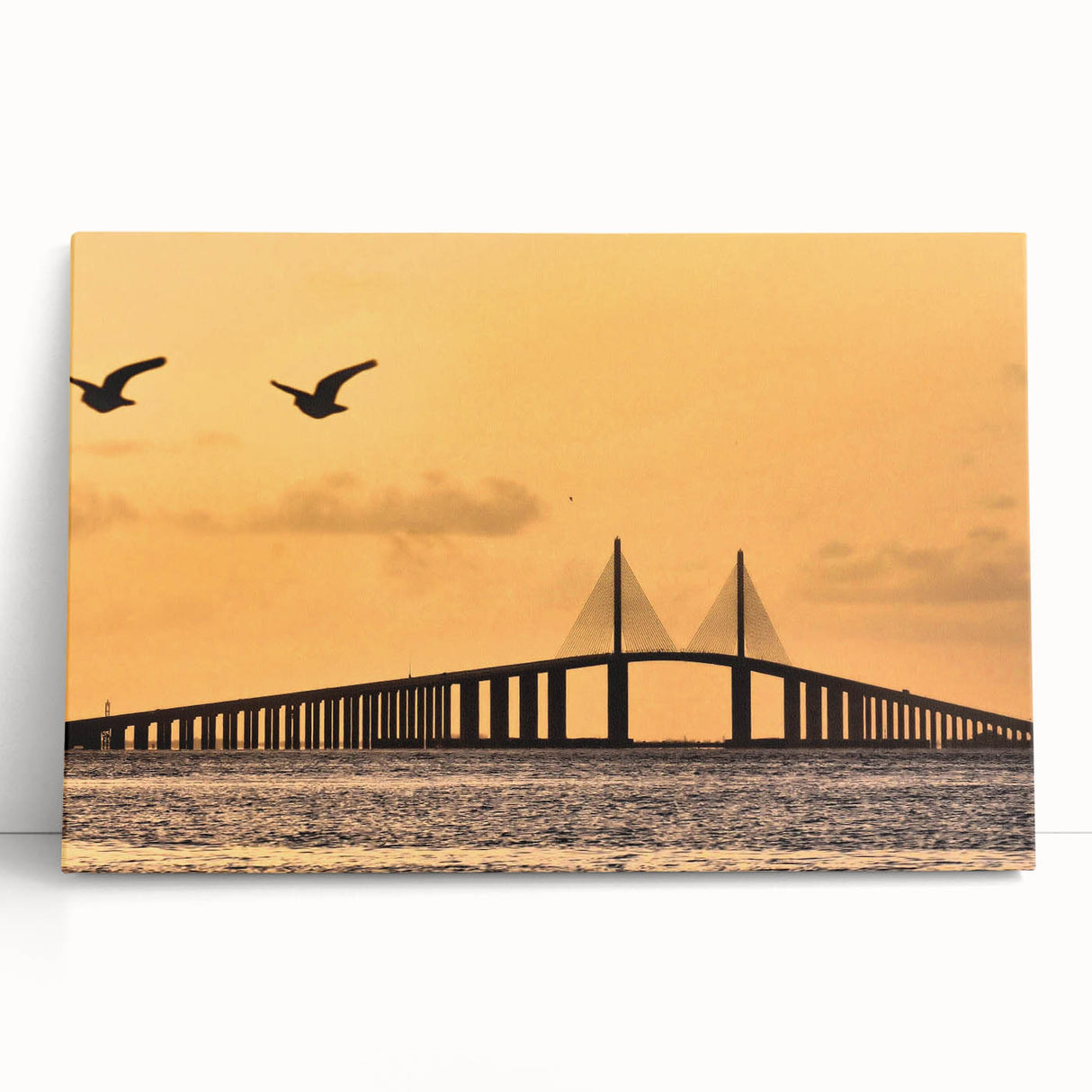 Black and white stretched canvas of Tampa skyline, suited for kitchen wall art or bedroom ambiance.