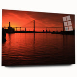 Large abstract wall art of Savannah landscape in muted green and blue tones on acrylic glass.