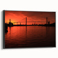 Black and white framed canvas of Savannah landscape in vintage poster style, ideal for bedroom decor.