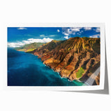Extra large rolled print of Kauai scenery with vibrant green and blue tones, ideal for dining room wall art.