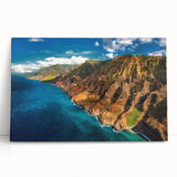 Black and white photo of Kauai's coastline on stretched canvas, ideal for kitchen wall art or bedroom ambiance.
