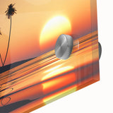 Large abstract wall art of a Maui landscape in acrylic glass, with vibrant hues, ideal for dining room decor.