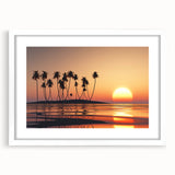 Abstract art print featuring a vibrant Maui landscape in pastel hues, framed in white.