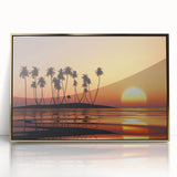 Large art print of a Maui, Hawaii landscape in muted gold and green tones on framed acrylic, ideal for modern art wall decor.