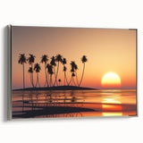 Landscape art painting of Maui, Hawaii with vibrant colors on a silver-framed canvas, ideal for living room decor.