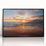 Large abstract wall art depicting Oahu, Hawaii in muted pastel shades, framed in black acrylic.