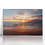 Art Deco style poster of Oahu, Hawaii scenery on white framed acrylic, with pastel shades, ideal for modern nursery wall art.