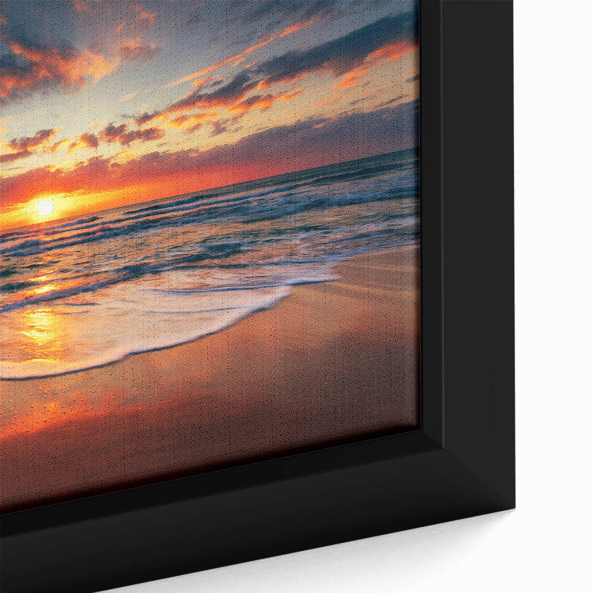 Extra large framed canvas featuring a textured depiction of Oahu's coastline in vibrant colors, ideal for living room decor.