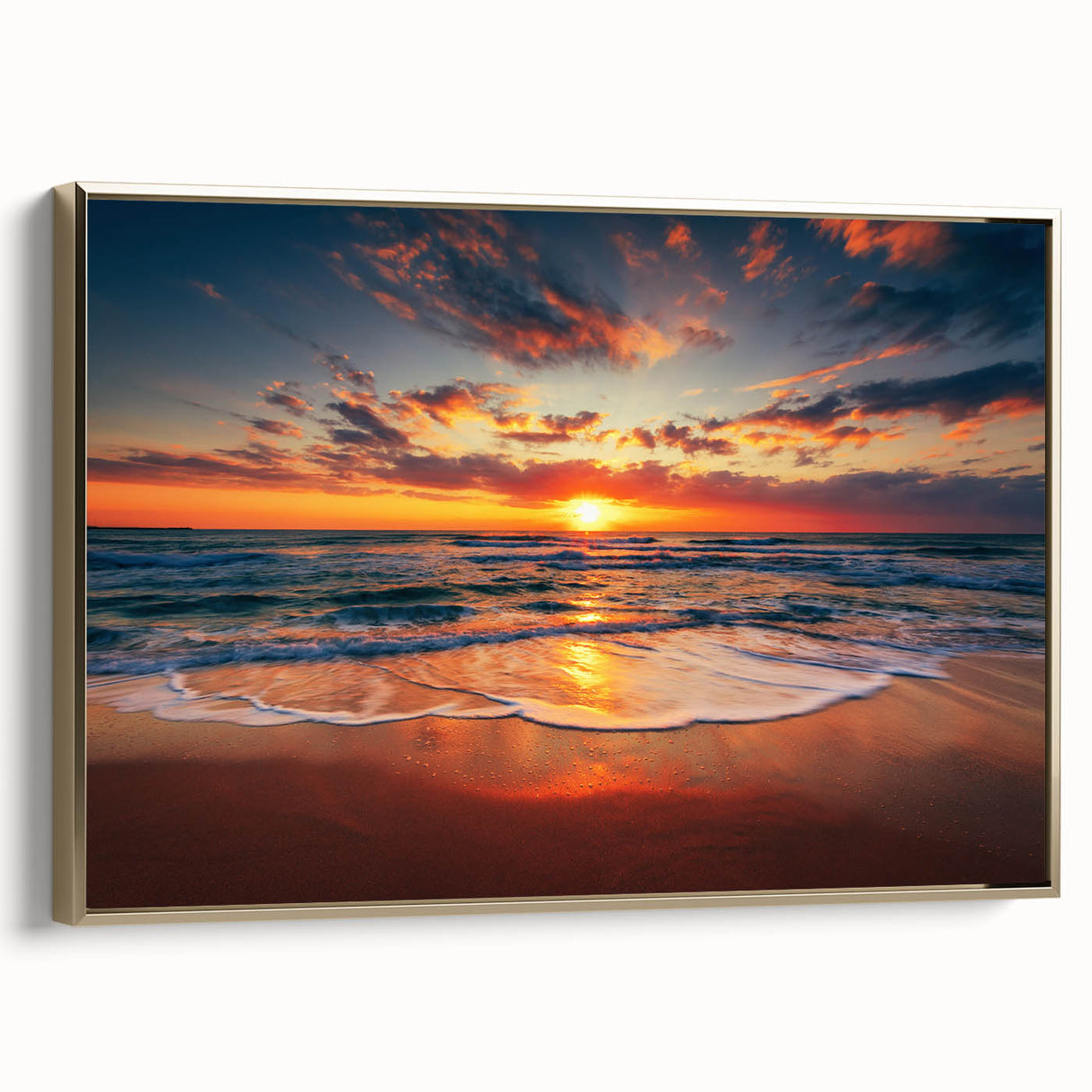 Framed canvas of a vintage-style landscape painting depicting Oahu, Hawaii, with a palette of muted earth tones.