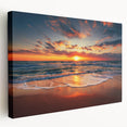 Panoramic view of Oahu's coastline in muted blue and green tones on stretched canvas, suitable for kitchen wall art.