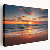 Panoramic view of Oahu's coastline in muted blue and green tones on stretched canvas, suitable for kitchen wall art.