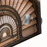 Large abstract depiction of Chicago skyline in muted blue tones on acrylic glass, ideal for dining room art.