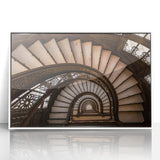 Framed acrylic print of Chicago skyline in art deco style with pastel colors, ideal for modern art wall decor.