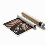 Extra large rolled print of Chicago skyline with muted gray and blue tones, ideal for classy bathroom wall art.