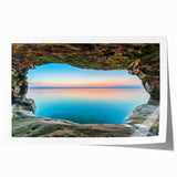 Rolled print of Lake Michigan with soft blue and green tones, ideal for art wall dining room.