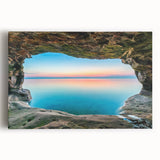 Black and white photograph of Lake Michigan, large stretched canvas, ideal for kitchen wall art.