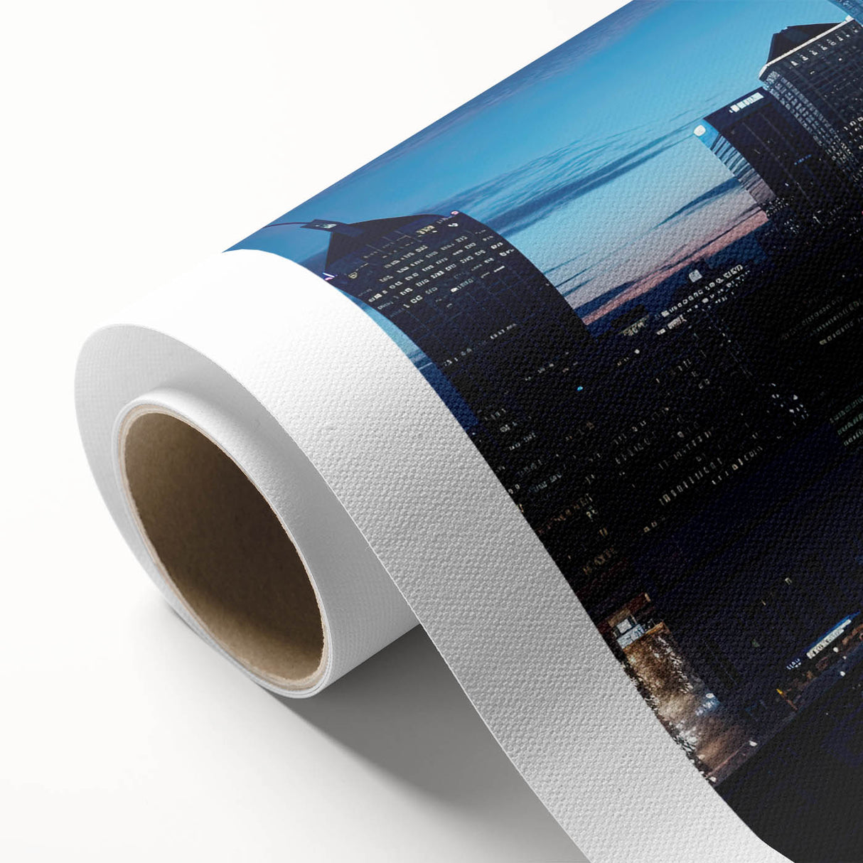 Art Deco-style Indianapolis skyline in pastel shades, rolled canvas, suitable for nursery wall art or dining room.