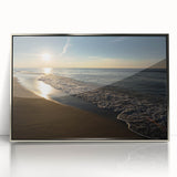 Mid-century modernist art depicting Indiana scenery in muted earth tones on a framed acrylic panel.