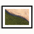 Extra large abstract art print of colorful, textured Iowa scenery on a black framed canvas, ideal for living room decor.
