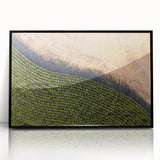 Large abstract wall art depicting Iowa scenery in muted earth tones on a framed acrylic, suitable for modern art wall decor.