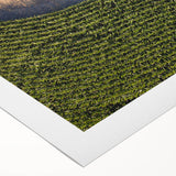 Art deco poster of Iowa scenery in muted earth tones on rolled canvas, suitable for dining room decor.