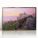 Acrylic print of Kentucky scenery in muted earth tones, framed in gold, suitable for modern art wall decor.